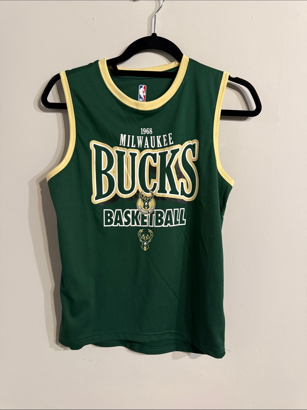 NBA Milwaukee Bucks Green with Yellow Trim Sleeveless Basketball Tank